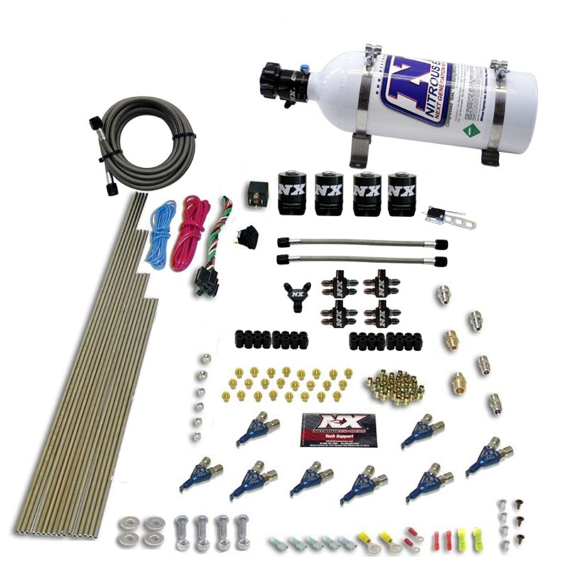 Nitrous Express 8 Cyl Piranha Direct Port 4 Solenoids Nitrous Kit (200-500HP EFI Jets) w/5lb Bottle 80001EFI-05 80001EFI-05 Photo - Primary