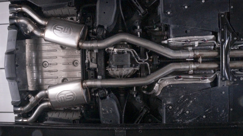 Stainless Works 2016-18 Cadillac CTS-V Sedan Catback System Resonated X-Pipe Dual-Mode Mufflers CTSV16CB CTSV16CB Photo - Mounted