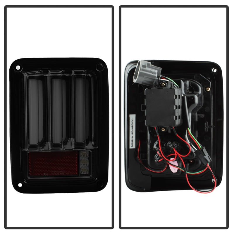 Spyder 07-16 Jeep Wrangler Verison 2 Light Bar LED Tail Lights - Smoke (ALT-YD-JWA07V2-LBLED-BSM) 5084781 5084781 Photo - Unmounted