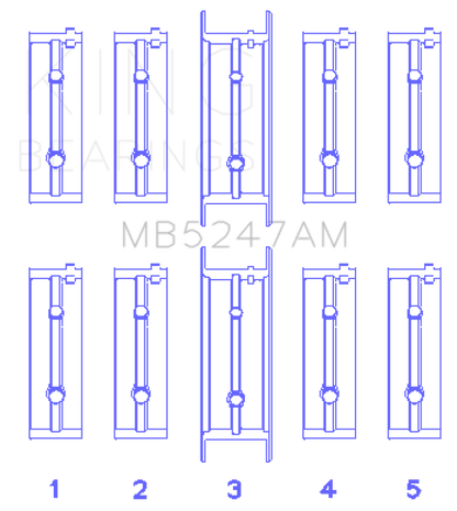 King Engine Bearings Opel 1.7D (Size +0.25mm) Main Bearing Set MB5247AM0.25 MB5247AM0.25 Photo - Primary