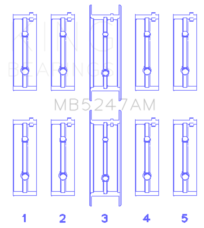 King Engine Bearings Opel 1.7D (Size +0.50mm) Main Bearing Set MB5247AM0.5 MB5247AM0.5 Photo - Primary