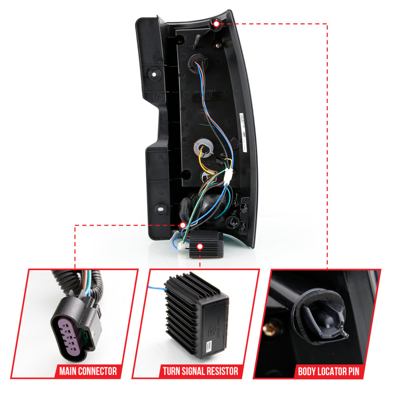 ANZO 2007-2014 Chevy Tahoe LED Taillight Plank Style Black w/Smoke Lens 311322 311322 User 4