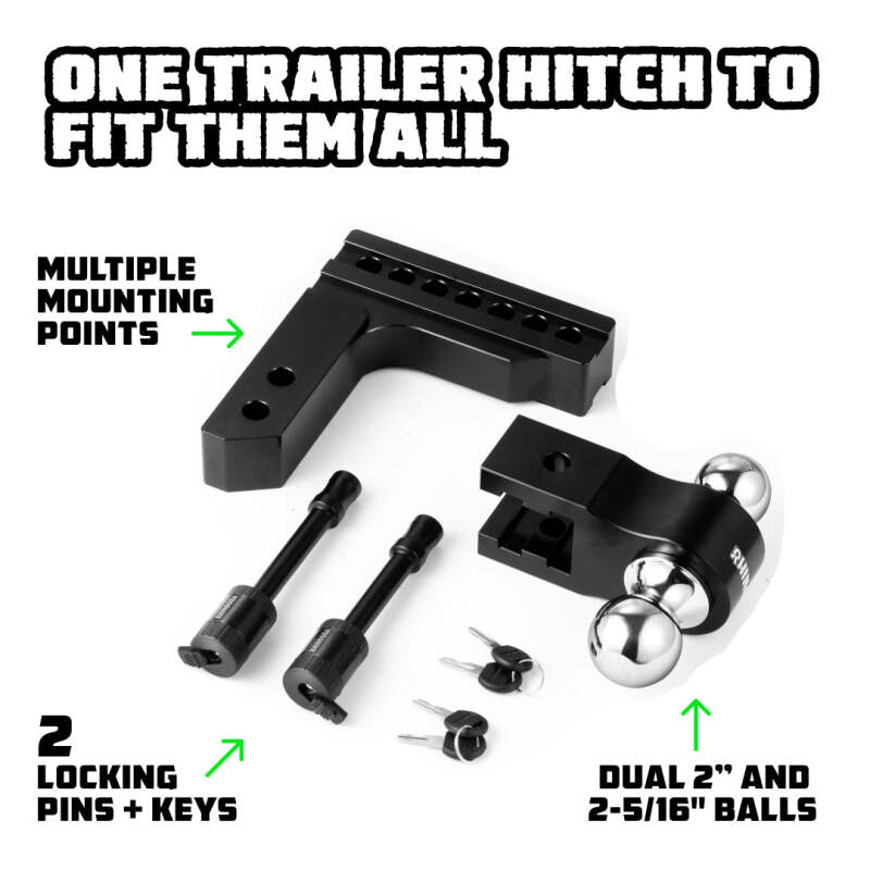 Rhino USA 6In Heavy Duty Drop Hitch - 2In (Black) RG-HTDROP2-BLK RG-HTDROP2-BLK User 1