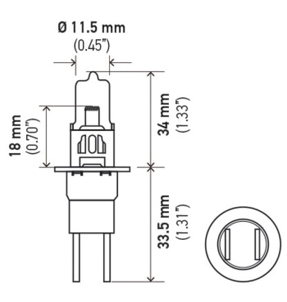 Hella Bulb H3C 12V 80W Xen Wht Xb (2) H71071332 H71071332 Technical Drawing