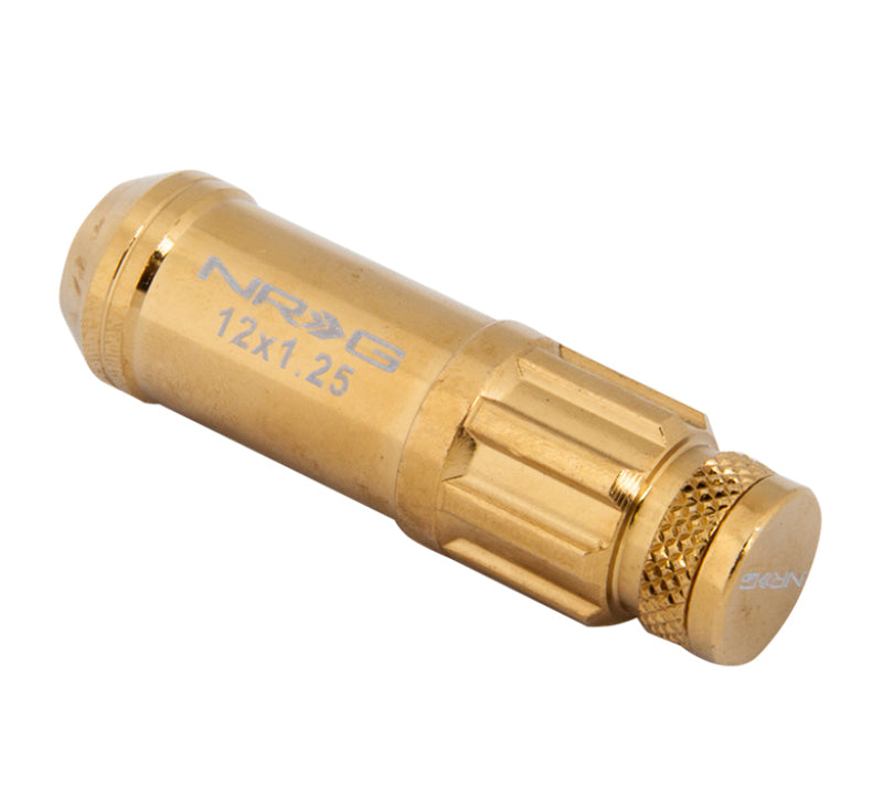 NRG M12 x 1.25 Steal Lug Nut w/ dust cap cover Set 21 pc Chrome Gold LN-LS710CG-21 Photo - Primary