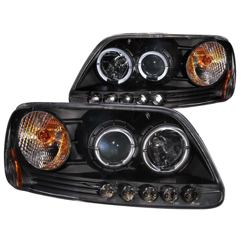 Anzo 1997.5-2003 Ford F-150 Projector Headlights w/ Halo and LED Black 1pc 111031 Photo - Primary
