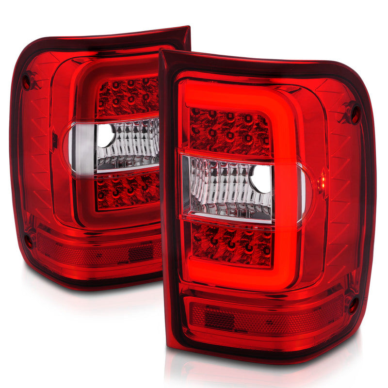ANZO 2001-2011 Ford  Ranger LED Tail Lights w/ Light Bar Chrome Housing Red/Clear Lens 311393 311393 Photo - Unmounted