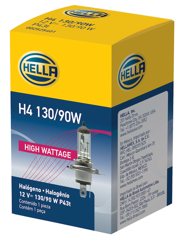 Hella H4 12V 130/90W Halogen Headlight Bulb - Universal H4 130/90W H4 130/90W Photo - in package