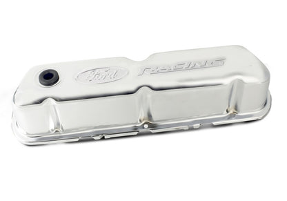 Ford Chrome Steel Valve Cover Set w/Ford Racing Logo FRD302-070 302-070 Photo - Unmounted