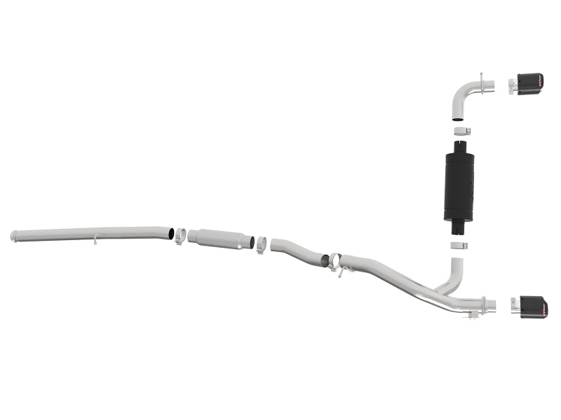 aFe Takeda 3in 304 SS Cat-Back Exhaust System w/ Carbon Fiber Tips 16-18 Ford Focus RS I4-2.3L (t) 49-33103-C 49-33103-C Photo - Unmounted