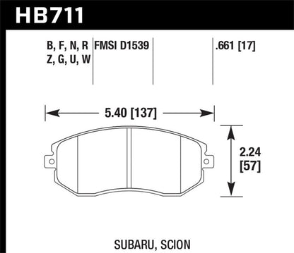 Hawk Performance Hawk 13-16 Scion FR-S 2.0L Base OE Incl.Clips Shims Front ER-1 Brake Pads HB711D.661 HB711D.661 Photo - Primary