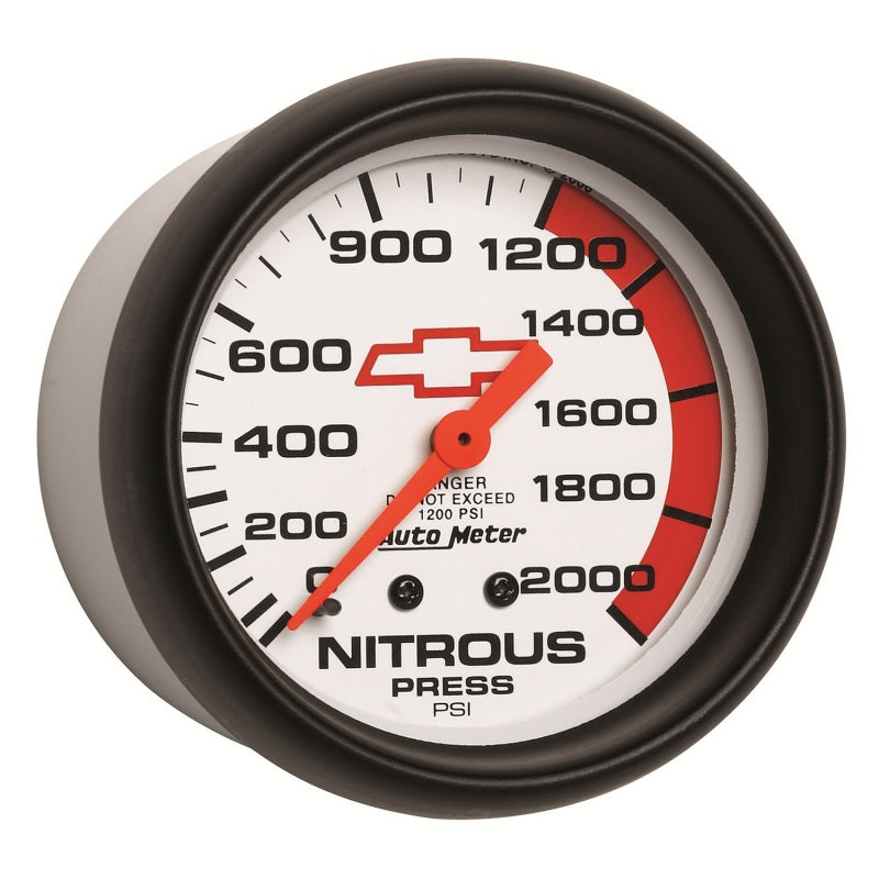 AutoMeter Gauge Nitrous Pressure 2-5/8in. 2000PSI Mechanical Chevy Red Bowtie White 5828-00406 5828-00406 User 3