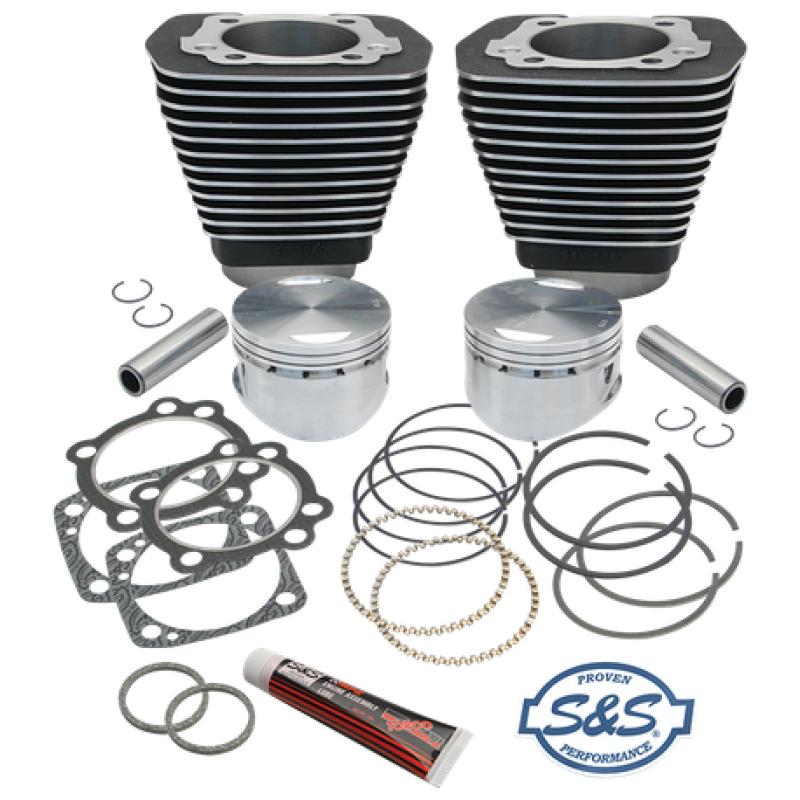S&S Cycle 84-99 BT 96in 3 5/8in Sidewinder Big Bore Cylinder & Piston Kit - Wrinkle Black 91-7702 91-7702 User 1