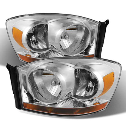 SPYDER Xtune Dodge Ram 06-08 w/ Chrome Bezel & Amber Bar Headlights Chrome HD-JH-DRAM06-AM-C 9026089 9026089 Photo - Primary