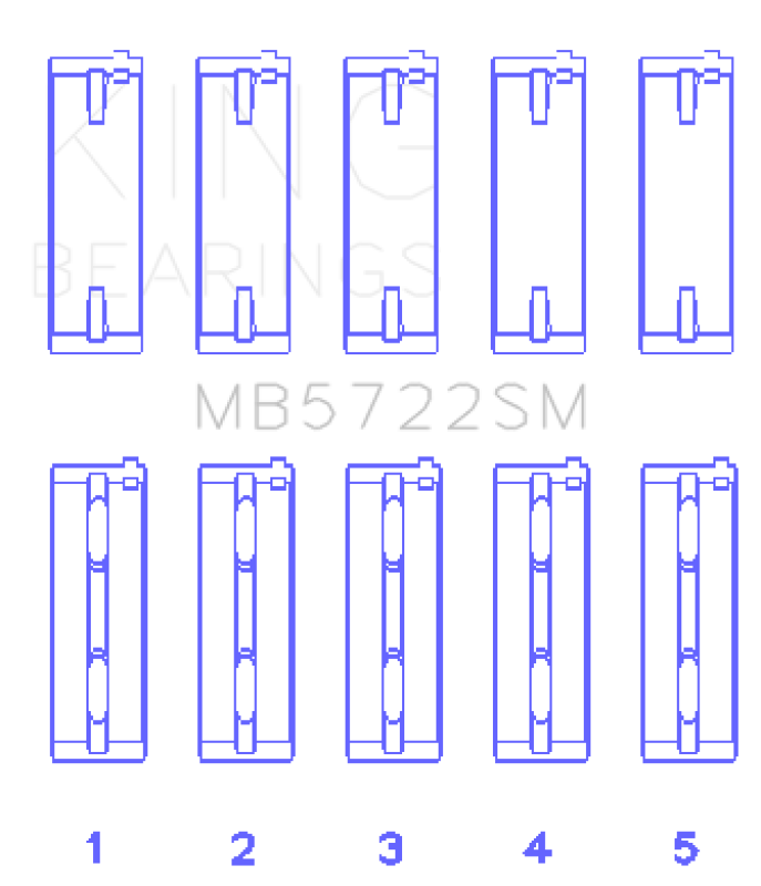King Engine Bearings Mitsubishi 4B11T Turbo Evo X/2007-> (Size +0.50mm) Main Bearing Set MB5722SM0.5 MB5722SM0.5 Photo - Primary