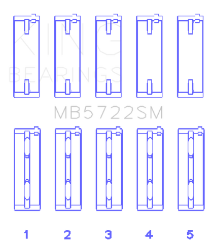King Engine Bearings Mitsubishi 4B11T Turbo Evo X/2007-> (Size +0.50mm) Main Bearing Set MB5722SM0.5 MB5722SM0.5 Photo - Primary