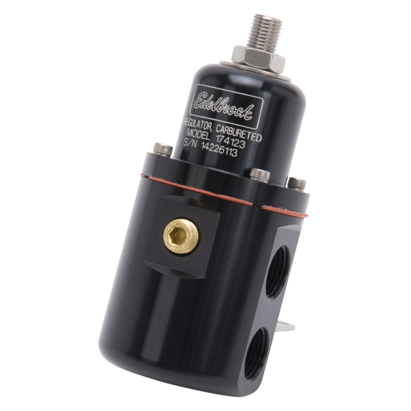 Edelbrock Fuel Pressure Regulator Carbureted 160 GPH 5-10 PSI 3/8In In/Out Returnless Black 174123 174123 Photo - Unmounted