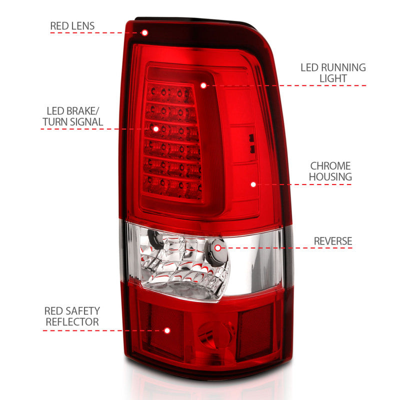 ANZO 2003-2006 Chevy Silverado 1500 LED Taillights Plank Style Chrome With Red/Clear Lens 311335 311335 User 3