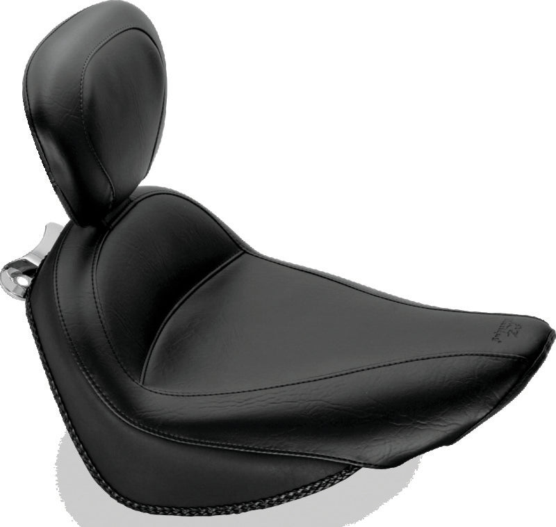 Mustang Motorcycle Mustang 00-15 Harley Softail Standard Rear Tire Standard Touring Solo Seat w/Driver Backrest - Black 79712 79712 Photo - Primary