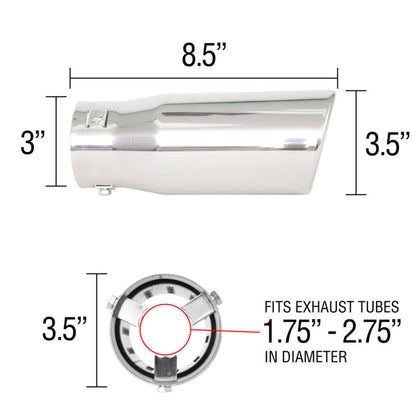 Spectre Exhaust Tip 3-1/2in. OD / Slant 22354 22354 Technical Drawing