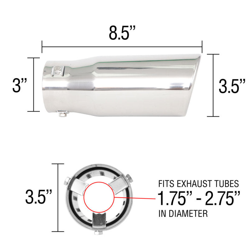 Spectre Exhaust Tip 3-1/2in. OD / Slant 22354 22354 Technical Drawing
