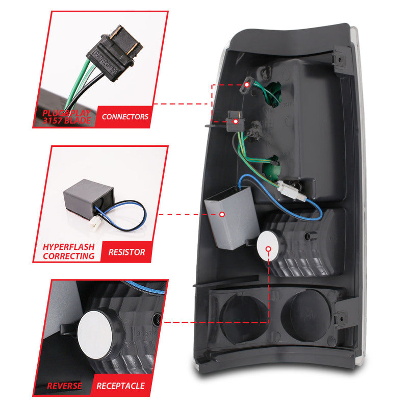 Anzo 1999-2007 Chevrolet Silverado 1500 LED Taillights Red/Clear 311010 Photo - Unmounted