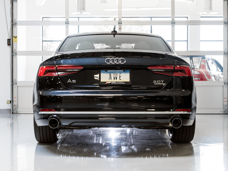 AWE Tuning Audi B9 A5 Track Edition Exhaust Dual Outlet - Chrome Silver Tips (Includes DP) 3020-32032 3020-32032 Photo - Mounted
