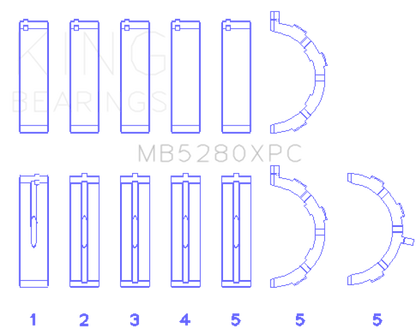 King Engine Bearings King Ford 4.6L/5.4L V8 SOHC (Size STD) Performance Coated Main Bearing Set MB5280XPC MB5280XPC Photo - Primary