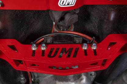UMI Performance 78-88 GM G-Body Modular Adjustable Transmission Crossmember - Black 3108-B 3108-B Photo - Mounted