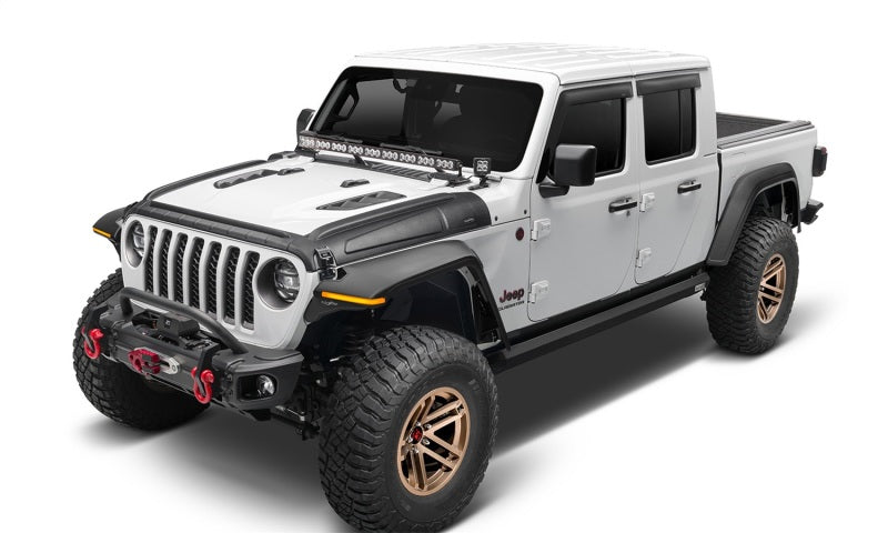 Bushwacker 18-22 Jeep Wrangler 2/4dr / 20-22 Jeep Gladiator Trail Armor Hood Armor (3pc) - Tex. Blk 14131 14131 Photo - Mounted