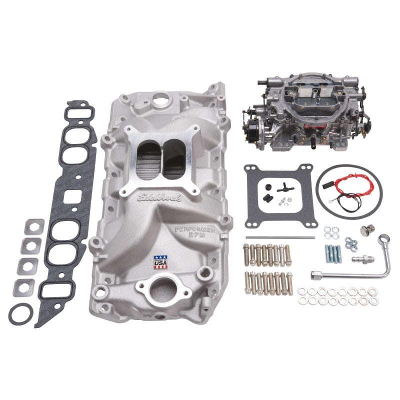 Edelbrock Manifold And Carb Kit Performer RPM Big Block Chevrolet Oval Port Natural Finish 2062 2062 Photo - Primary