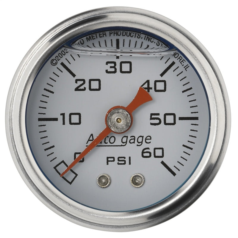 Autometer Gauge, Pressure, 1.5" Direct Mnt, 60psi, Liquid Filled Mech, White 2176 Photo - Primary