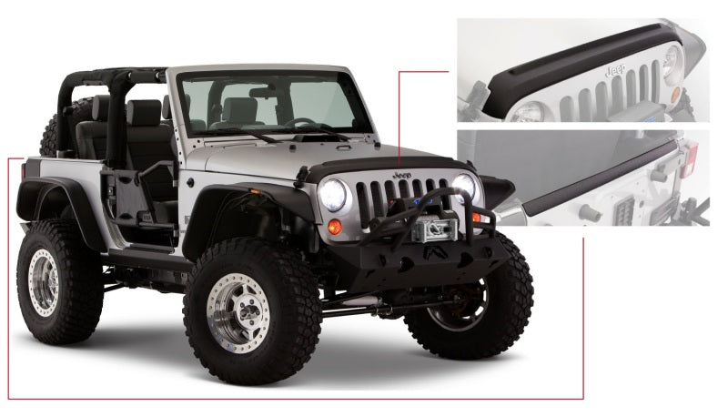 Bushwacker 07-18 Jeep Wrangler Trail Armor Hood and Tailgate Protector Excl Power Dome Hood - Black 14013 14013 Photo - Primary