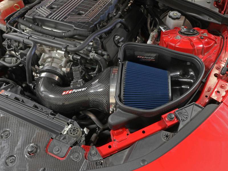 aFe 17-12 Chevrolet Camaro ZL1 (6.2L-V8) Track Series Carbon Fiber CAI System w/ Pro 5R Filters 57-10018R 57-10018R Photo - Mounted