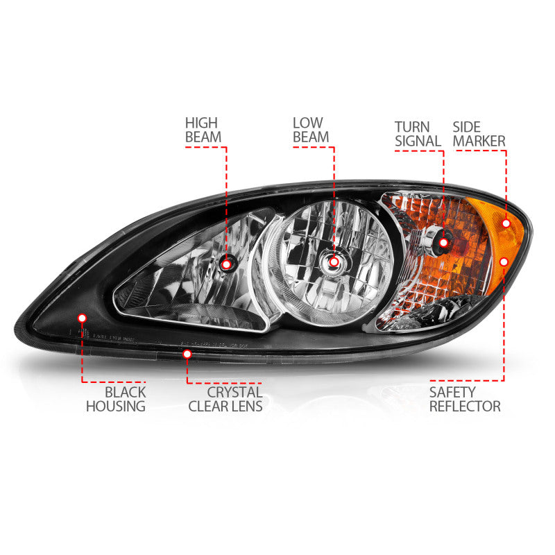 ANZO 2008-2016 International Prostar Crystal Headlights Black Housing (OE Replacement) 131032 131032 Photo - Unmounted