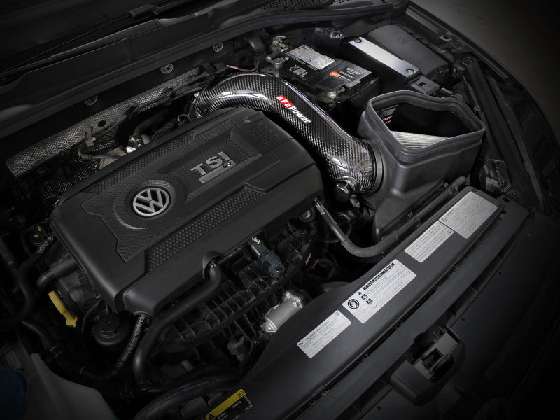 aFe 15-19 VW Golf R (MKVII) L4-2.0L (t) Track Series Carbon Fiber Intake System w/ Pro DRY S Filter 57-10016D 57-10016D Photo - Mounted