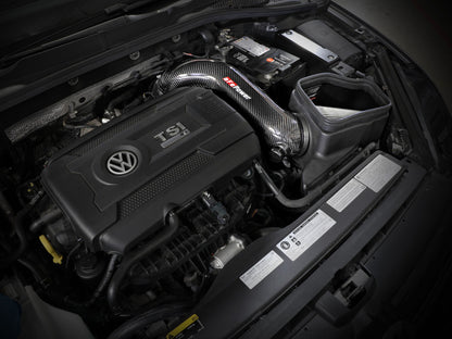 aFe 15-19 VW Golf R (MKVII) L4-2.0L (t) Track Series Carbon Fiber Intake System w/ Pro DRY S Filter 57-10016D 57-10016D Photo - Mounted