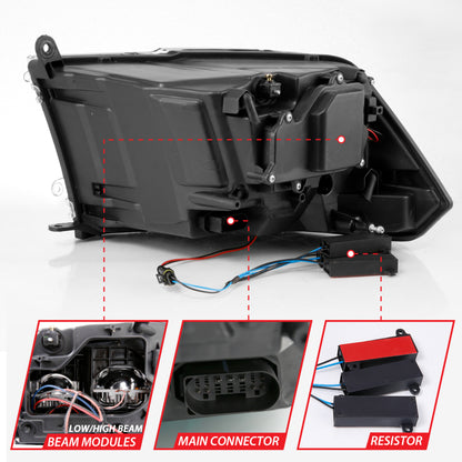 ANZO 2009-2018 Dodge Ram 1500 Led Projector Plank Style Switchback H.L Halo Black Amber (OE Style) 111464 111464 Photo - Unmounted