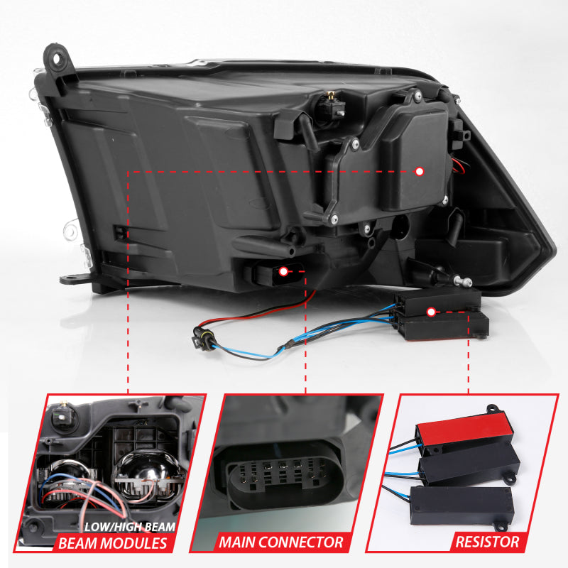 ANZO 2009-2018 Dodge Ram 1500 Led Projector Plank Style Switchback H.L Halo Chrome Amber (OE Style) 111465 111465 Photo - Unmounted