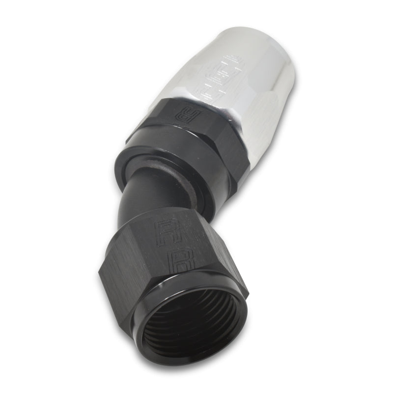 Russell Full Flow 45° Swivel Style Hose End - Black / Silver 610113 Photo - out of package