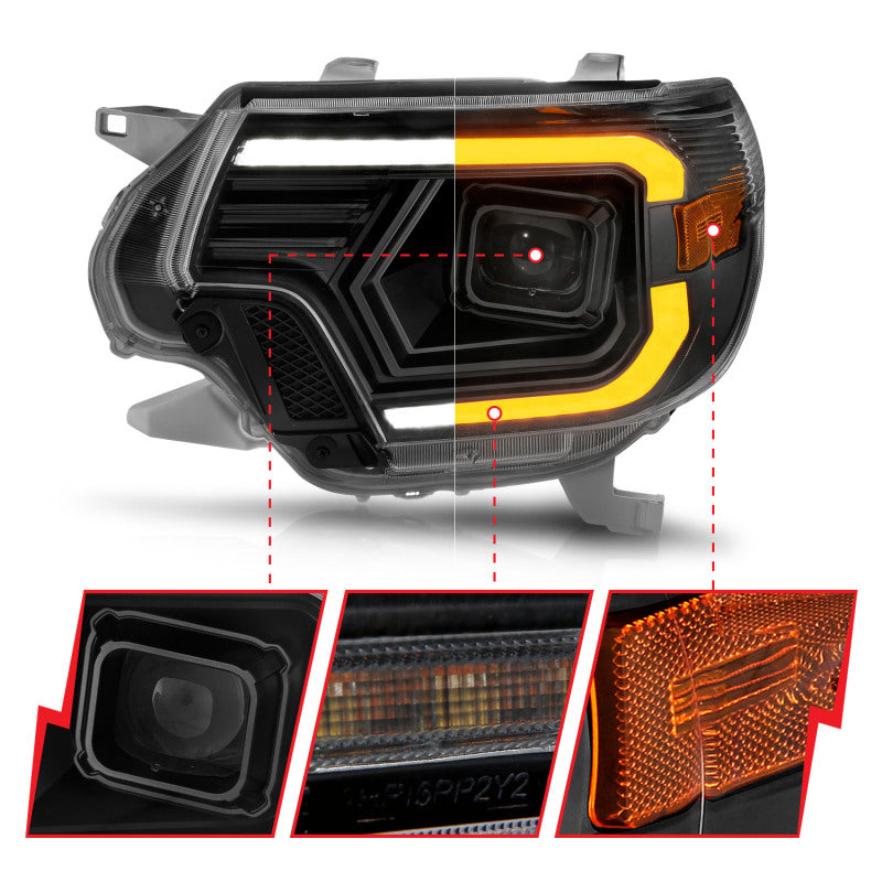 ANZO 12-15 Toyota Tacoma Projector Headlights - w/ Light Bar Switchback Black Housing 111556 111556 User 2