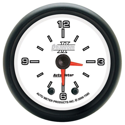 Autometer 2-1/16" Clock, 12 Hour, Phantom II 7585 Photo - Primary