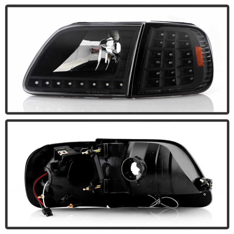 SPYDER Xtune Ford F150 97-03 Crystal Headlights w/ Clear LED Corners Black HD-ON-FF15097-LED-SET-BK 5014184 5014184 Photo - Unmounted