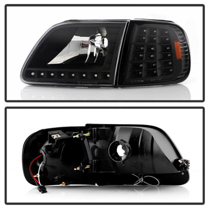 SPYDER Xtune Ford F150 97-03 Crystal Headlights w/ Clear LED Corners Black HD-ON-FF15097-LED-SET-BK 5014184 5014184 Photo - Unmounted