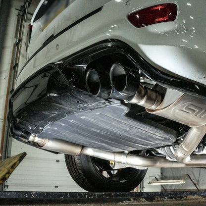 Stainless Works 2018 Jeep TrackHawk 6.2L 3in Catback System X-Pipe Turbo S-Tube Muffler Stock Exit JEEP1862CB-S JEEP1862CB-S Photo - Mounted