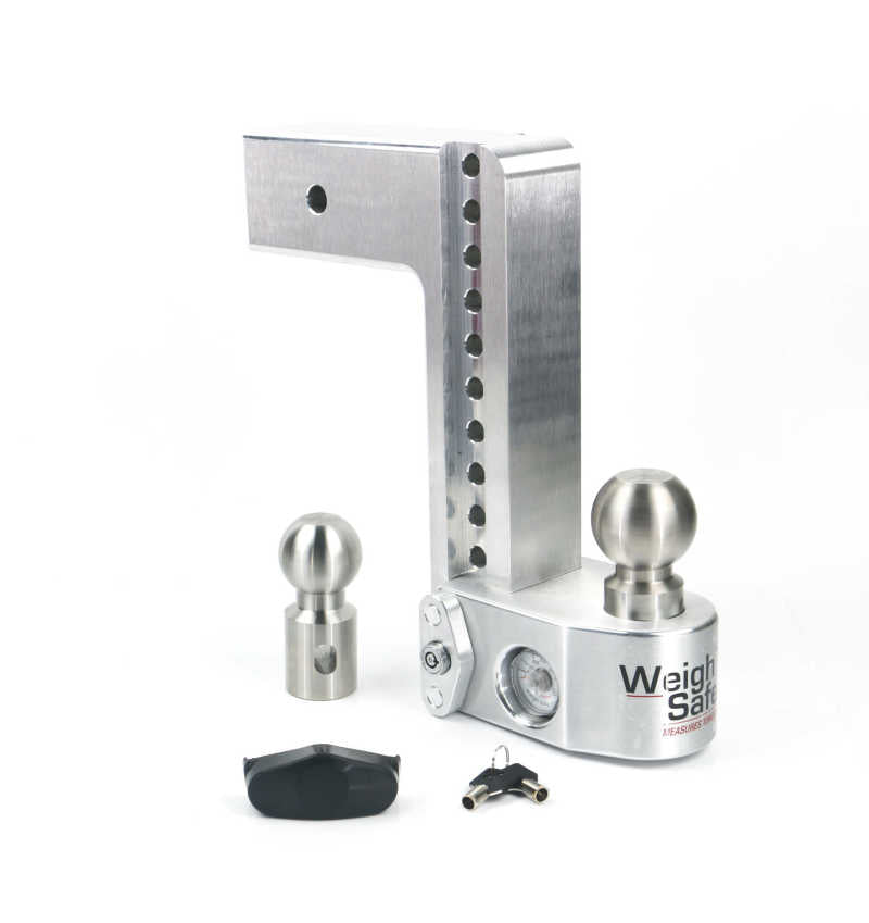 Weigh Safe 10in Drop Hitch w/Built-in Scale & 3in Shank (10K/21K GTWR) - Aluminum WS10-3