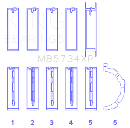 King Engine Bearings King Ford Mustang Prod 302 Coyote (Size STD) Performance Main Bearing Set MB5734XP MB5734XP Photo - Primary