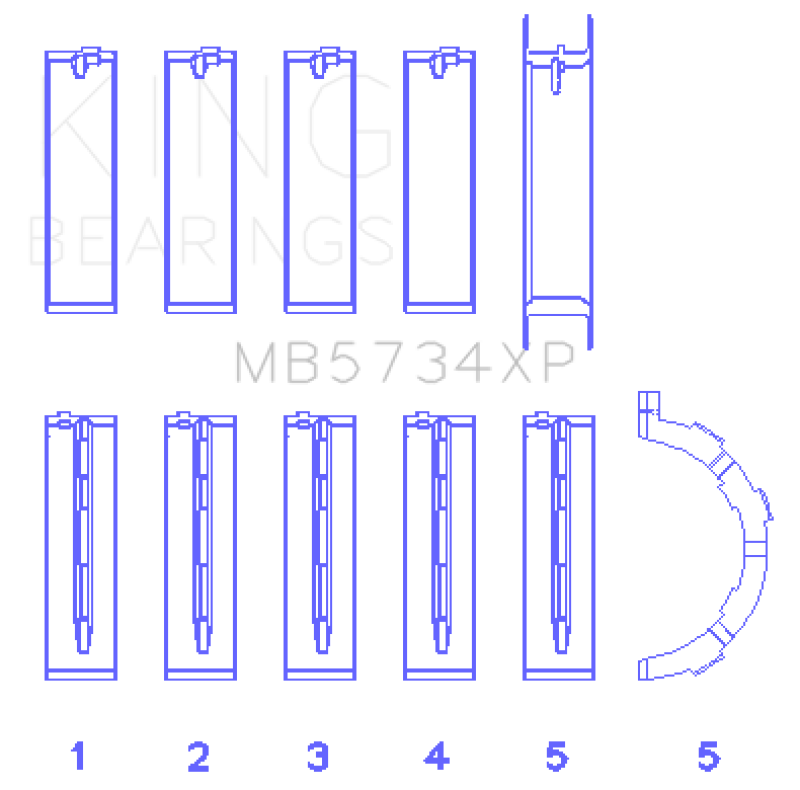 King Engine Bearings King Ford Mustang 302 Coyote (Size .25) Performance Main Bearing Set MB5734XP0.25 MB5734XP0.25 Photo - Primary