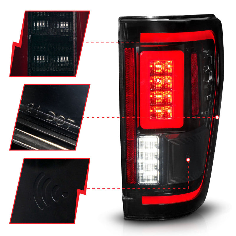ANZO 21-23 Ford F-150 LED Taillights Seq. Signal w/BLIS Cover - Black Smoke 311474 311474 User 2