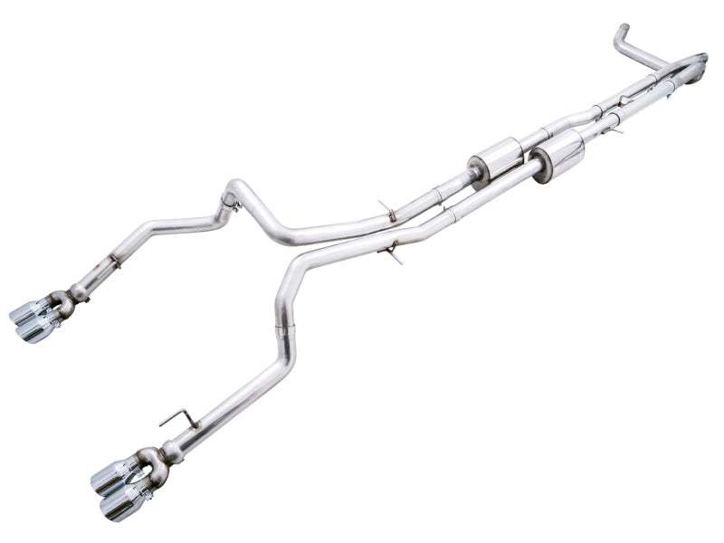 AWE Tuning 4th Gen GM 1500 6.2L 0FG Catback Split Rear Exit (w/ Bumper Cutouts) - Quad Chrome Tips 3015-42203 3015-42203 Photo - Primary
